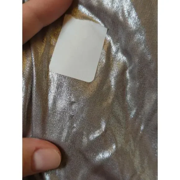 RTR Gauge81 Naha Silver Gray Metallic Long Sleeve Plunge sexy Mini Dress Size XL - Picture 7 of 11